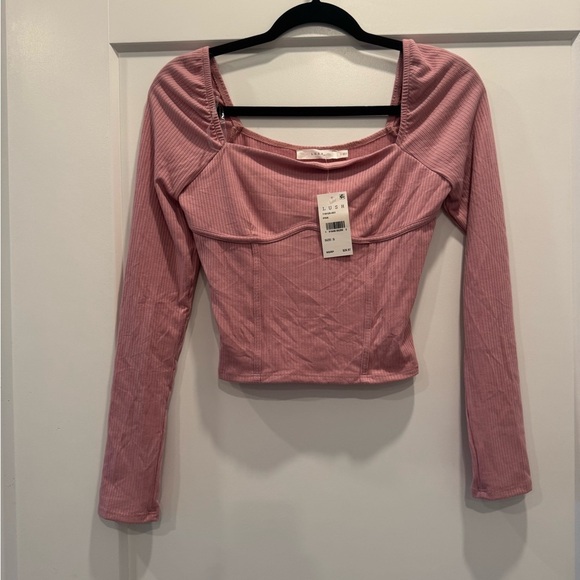 Lush Tops - NWT lush pink longsleeve ribbed crop top